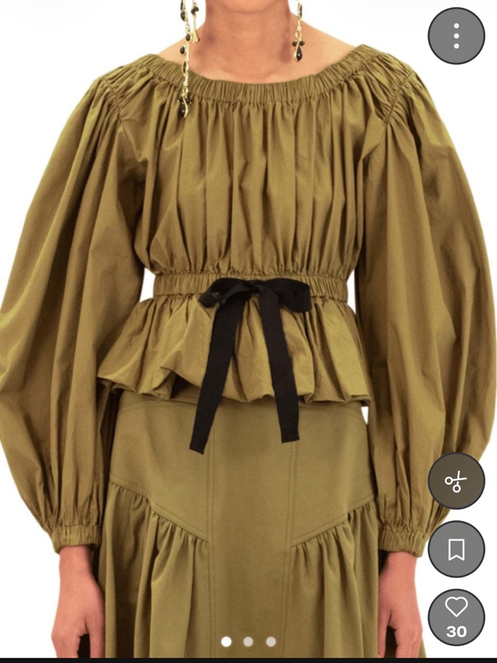 Ulla Johnson Olive Tie Front Kira Peasant Blouse Sz 0